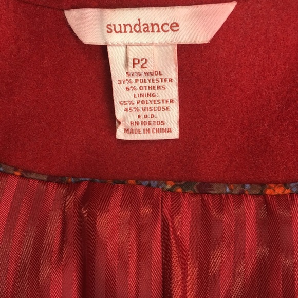 Sundance Red Wool Blend Military Style Jacket Coat - Picture 9 of 9